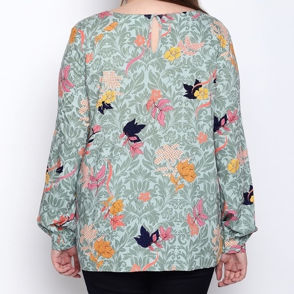 Junarose Floral Print Shirring Detail Sikira Long Sleeve Blouse Top NWT - Picture 3 of 11